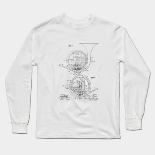 Brass Musical Instrument Vintage Patent Hand Drawing Long Sleeve T-Shirt